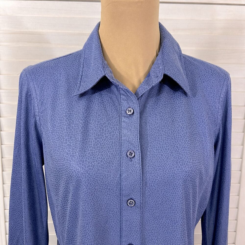 Chico’s Tunic Shirt Size 1 (8) Blue Long Sleeve - Picture 3 of 14